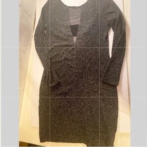 Emerald Sundae Glittering Black V-Neck Mini Dress